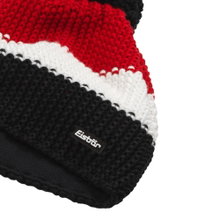 Eisbär Wintermütze Star mit Bommel (Pompon) schwarz/weiss/rot - 1 Stück