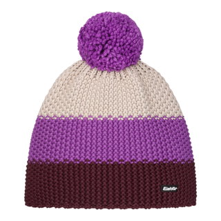 Eisbär Wintermütze Star mit Bommel (Pompon) weinrot/violett/beige - 1 Stück