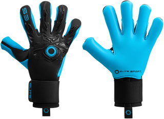 Elite Sport Goalkeeper Gloves Neo Revolution II - 4mm EsTec Aqua 5007B Latex for cold/wet weather - black/aqua