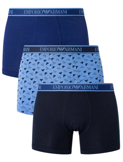 Emporio Armani Underwear Boxer Shorts Stretch Cotton blue/dark blue patterned Men's - 3 pieces