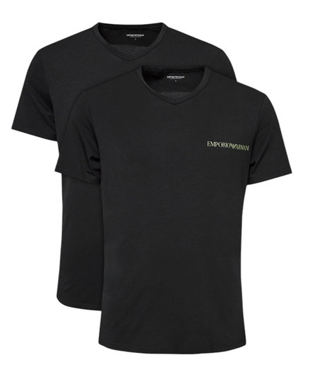 Emporio Armani Shirt V-Ausschnitt Stretch (95% Baumwolle) Unterwäsche schwarz Herren - 2er Pack