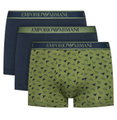 Emporio Armani bielizna bokserki trunk bawełniane ciemnoniebieskie/zielone w wzory dla mężczyzn - 3 sztuki