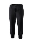 Erima Traininghose 3/4 Pant (100% Polyester, seitliche Reißverschlusstaschen) schwarz Damen
