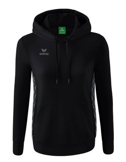 Erima Kapuzenpullover Essential Team (weiche Baumwolle, Rippbündchen) schwarz/grau Damen