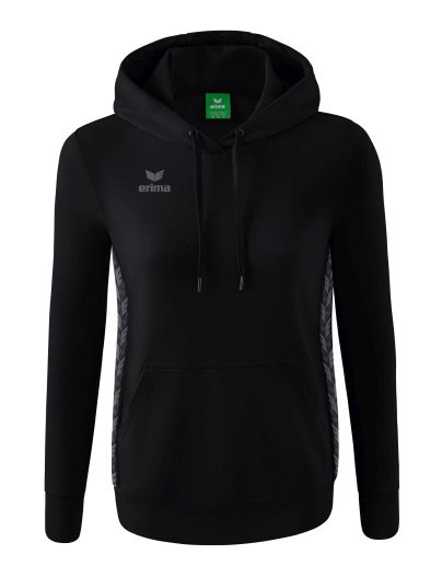 Erima Kapuzenpullover Essential Team (weiche Baumwolle, Rippbündchen) schwarz/grau Damen