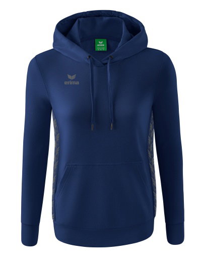 Erima Kapuzenpullover Essential Team (weiche Baumwolle, Rippbündchen) navyblau/grau Damen