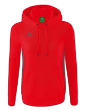 Erima Hooded Sweatshirt Essential Team (soft cotton, ribbed cuffs) red/grey Women
