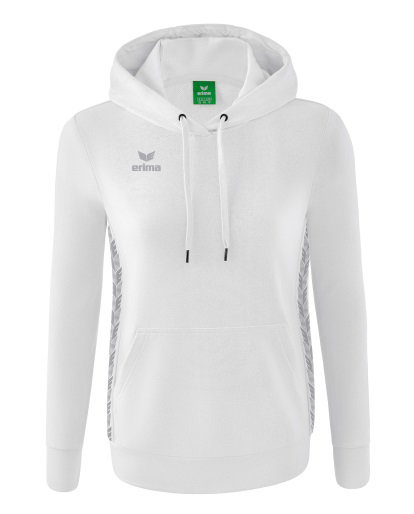 Erima Kapuzenpullover Essential Team (weiche Baumwolle, Rippbündchen) weiss/grau Damen