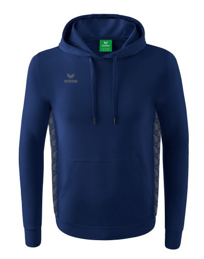 Erima Kapuzenpullover Essential Team Kapuzensweat (weiche Baumwolle, Rippbündchen) navyblau/grau Jungen