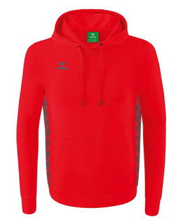 Erima Kapuzenpullover Essential Team Kapuzensweat (weiche Baumwolle, Rippbündchen) rot/grau Jungen