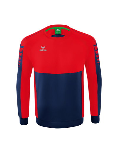 Erima Sport-Langarmshirt Six Wings Sweatshirt (Baumwollmix, funktionell) navyblau/rot Jungen