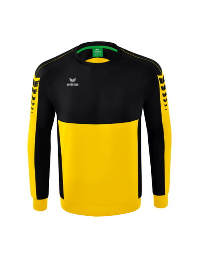 Erima Sport-Langarmshirt Six Wings Sweatshirt (Baumwollmix, funktionell) gelb/schwarz Jungen