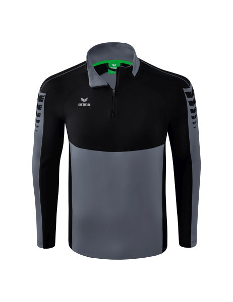 Erima Sport-Langarmshirt Six Wings Trainingstop (100% Polyester, Stehkragen, 1/2 Zip) grau/schwarz Jungen