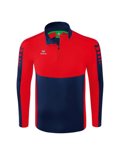 Erima Sport-Langarmshirt Six Wings Trainingstop (100% Polyester, Stehkragen, 1/2 Zip) navyblau/rot Herren