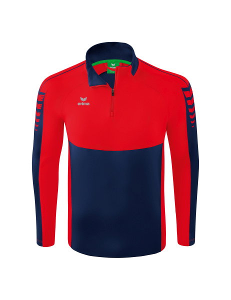 Erima Sport-Langarmshirt Six Wings Trainingstop (100% Polyester, Stehkragen, 1/2 Zip) navyblau/rot Jungen