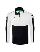 Erima Sport Long Sleeve Six Wings Training Top (100% Polyester, Stand-up Collar, 1/2 Zip) Black/White Men