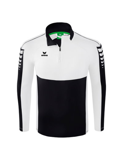 Erima Sport-Langarmshirt Six Wings Trainingstop (100% Polyester, Stehkragen, 1/2 Zip) schwarz/weiss Herren
