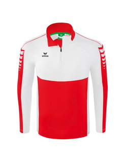 Erima Sport Long Sleeve Six Wings Training Top (100% Polyester, Stand-up Collar, 1/2 Zip) Red/White Men