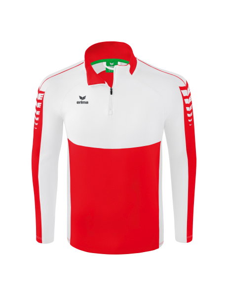 Erima Sport-Langarmshirt Six Wings Trainingstop (100% Polyester, Stehkragen, 1/2 Zip) rot/weiss Jungen