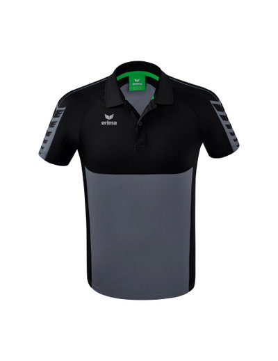 Erima Sport-Polo Six Wings (100% Polyester, schnelltrocknend, angenehmes Tragegefühl) grau/schwarz Herren