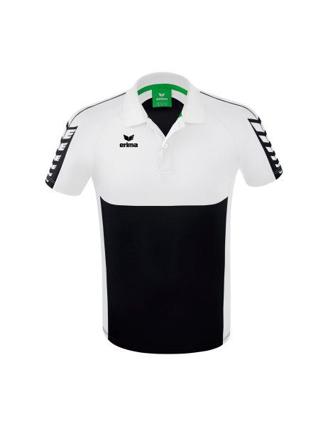Erima Sport-Polo Six Wings (100% Polyester, schnelltrocknend, angenehmes Tragegefühl) schwarz/weiss Herren