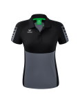 Erima Sport-Polo Six Wings (100% Polyester, taillierter Schnitt, schnelltrocknend) grau/schwarz Damen