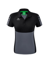 Erima Sport-Polo Six Wings (100% Polyester, taillierter Schnitt, schnelltrocknend) grau/schwarz Damen