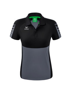 Erima Sport-Polo Six Wings (100% Polyester, tailored cut, quick-drying) grey/black Women