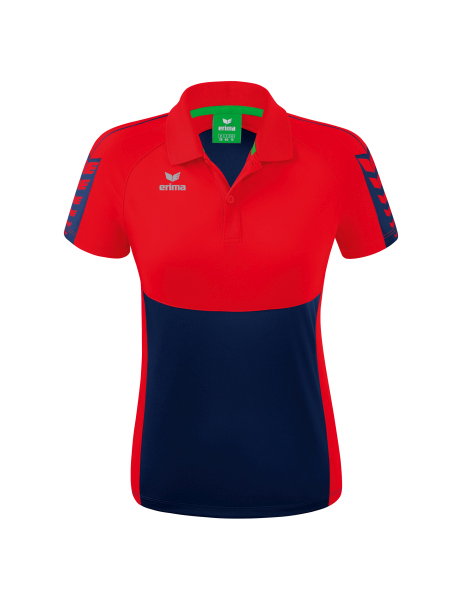 Erima Sport-Polo Six Wings (100% Polyester, taillierter Schnitt, schnelltrocknend) navyblau/rot Damen