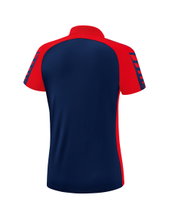 Erima Sport-Polo Six Wings (100% Polyester, taillierter Schnitt, schnelltrocknend) navyblau/rot Damen