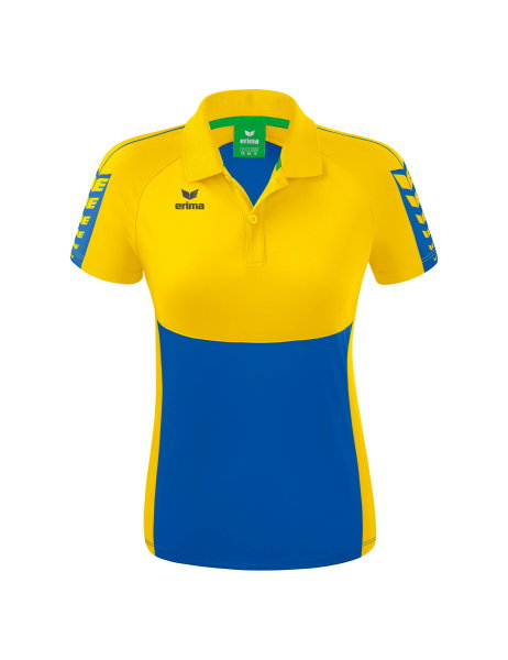 Erima Sport-Polo Six Wings (100% Polyester, taillierter Schnitt, schnelltrocknend) navyblau/gelb Damen