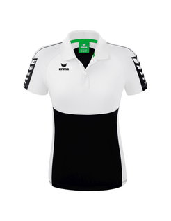 Erima Sport-Polo Six Wings (100% Polyester, taillierter Schnitt, schnelltrocknend) schwarz/weiss Damen