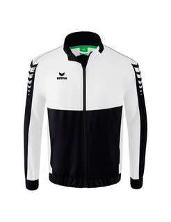 Erima Präsentationsjacke Six Wings (100% Polyester, Stehkragen, ohne Innenfutter) schwarz/weiss Jungen