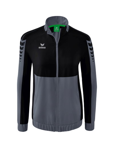 Erima Präsentationsjacke Six Wings (100% Polyester, Stehkragen, taillierter Schnitt) grau/schwarz Damen