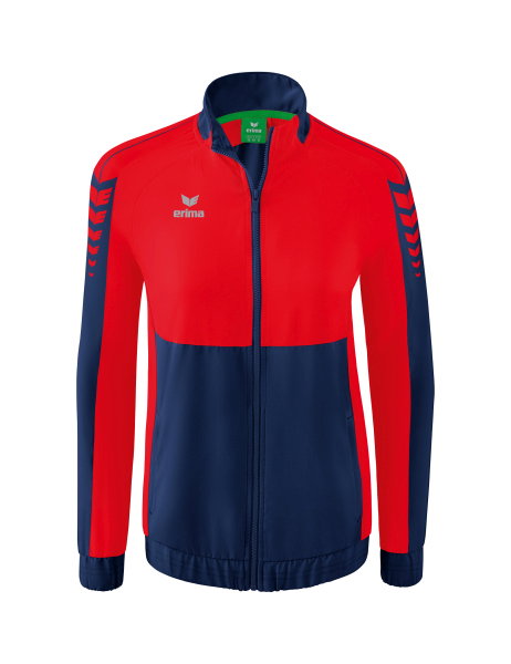 Erima Präsentationsjacke Six Wings (100% Polyester, Stehkragen, taillierter Schnitt) navyblau/rot Damen