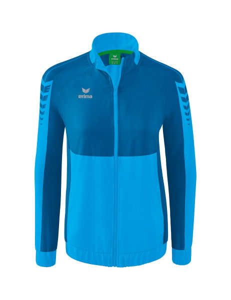 Erima Präsentationsjacke Six Wings (100% Polyester, Stehkragen, taillierter Schnitt) curacaoblau Damen