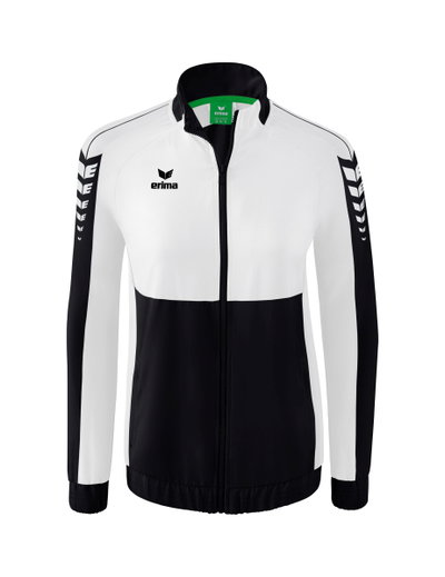 Erima Präsentationsjacke Six Wings (100% Polyester, Stehkragen, taillierter Schnitt) schwarz/weiss Damen