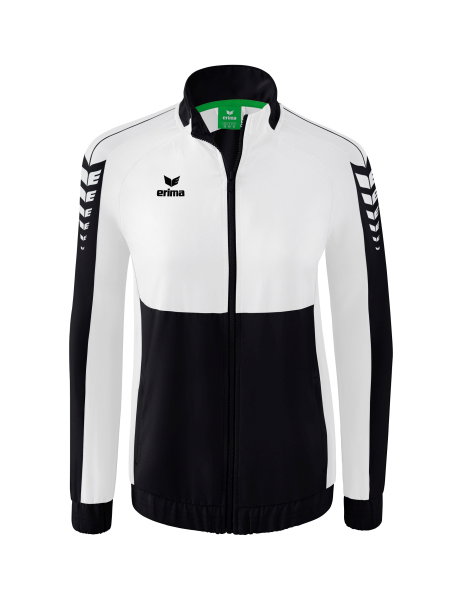 Erima Präsentationsjacke Six Wings (100% Polyester, Stehkragen, taillierter Schnitt) schwarz/weiss Damen