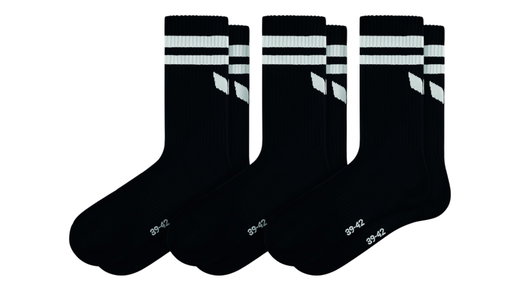 Erima Sportsocken Wings (Baumwolle) schwarz/weiss - 3 Paar