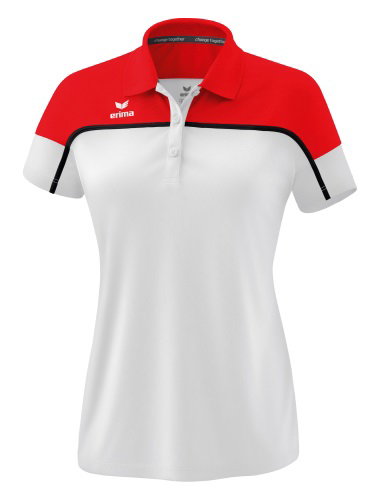 Erima Sport-Polo Change (100% rec. Polyester, schnelltrocknend Funktionsmaterial) weiss/rot Damen