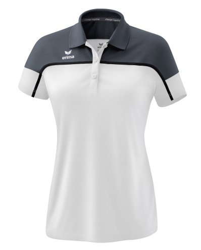Erima Sport-Polo Change (100% rec. Polyester, schnelltrocknend Funktionsmaterial) weiss/dunkelgrau Damen