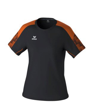 Erima Sport-Shirt Evo Star (100% rec. Polyester, leicht) schwarz/orange Damen