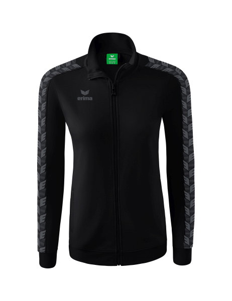 Erima Sportjacke Essential Team Tracktop - bequem, Rippbündchen, Seitentaschen - schwarz/grau Damen