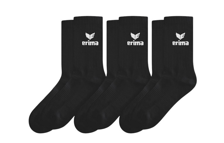 Erima Sportsocke Crew (Baumwolle) schwarz - 3 Paar