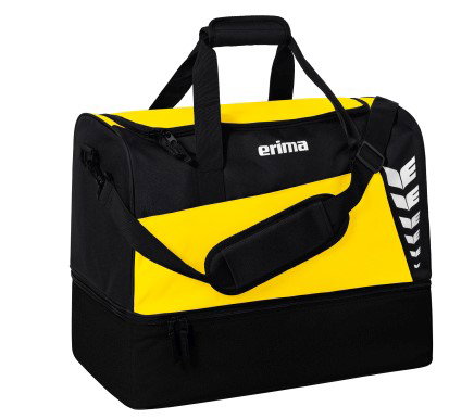Erima Sporttasche Six Wings mit Bodenfach (Größe L - 94,5 Liter) gelb/schwarz 60x35x45cm