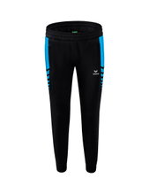 Erima Traingshose Six Wings Worker lang (100% Polyester, sportliche Passform) schwarz/curacaoblau Damen