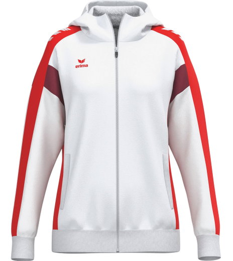 Erima Trainingsjacke Celebrate 125 mit Kapuze (atmungsaktiv, 100% Polyester) weiss/rot Damen