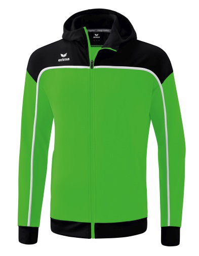 Erima Trainingsjacke Change mit Kapuze (rec. Polyester, strapazierfähig, mit Reißverschlusstaschen) grün/schwarz Jungen