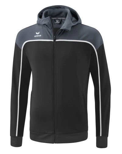 Erima Trainingsjacke Change mit Kapuze (rec. Polyester, strapazierfähig, mit Reißverschlusstaschen) schwarz/grau Jungen