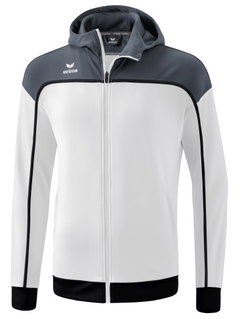 Erima Trainingsjacke Change mit Kapuze (rec. Polyester, strapazierfähig, mit Reißverschlusstaschen) weiss/grau Jungen